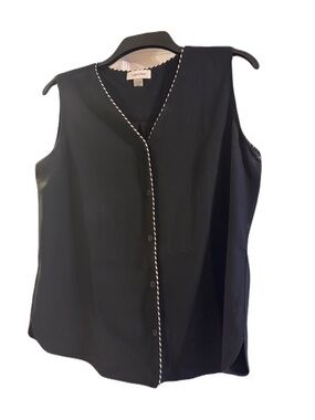 Calvin Klein navy Sleeveless Button Front Top